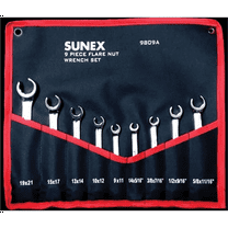 Sunex 9809A 9 pc. Fractional SAE & Metric Flare Nut Wrench Set