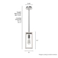 thumbnail image 6 of Hunter - Squire Manor 1-light Chrome, Mini Pendant Light, Dimmable, Modern Style, Rectangle Shaped, for Bedrooms, Dining, Living Rooms - 19110, 6 of 7
