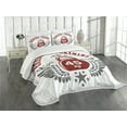thumbnail image 3 of Ambesonne Fitness Quilted Bedspread Set 3 Pcs, Vintage Gym Emblem, King Size, Red White Grey, 3 of 5