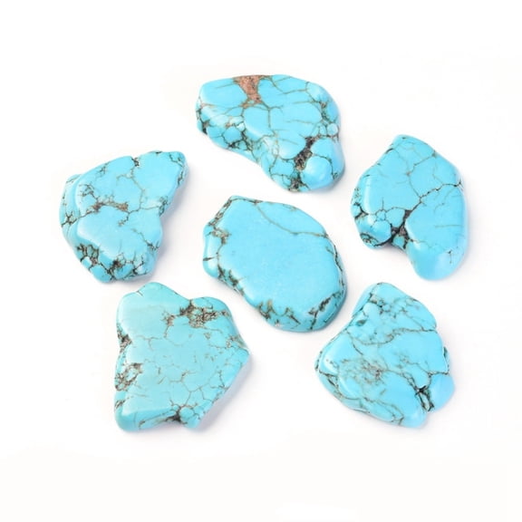 10pc Natural Magnesite Beads Flat Slab Beads No Hole/Undrilled Dyed Turquoise 30~40x20~30x5~8mm