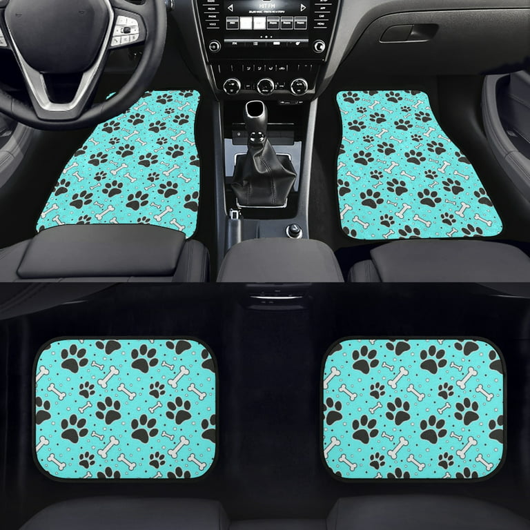 Diaonm Blue Cartoon Dog Paw Floor Mats for Car Auto Interior