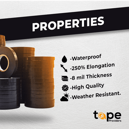 WOD Tape Premium Grade Black Electrical Tape 2 in. x 66 ft.- 48 Pack