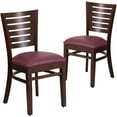 thumbnail image 2 of BizChair 2 Pk. Slat Back Walnut Wood Restaurant Chair - Burgundy Vinyl Seat, 2 of 8
