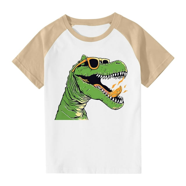 RXIRUCGD 2025 Vêtements d'Été pour Enfants Tout-Petits Garçons Filles Mode Mignon Col Rond Imprimé Manches Courtes Haut