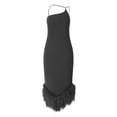 thumbnail image 4 of Lucakuins Vestido largo largo para mujer, sin mangas, sin espalda, irregular, con retazos de plumas, ajustado, vestido ajustado sólido para cóctel de fiesta Lucakuins  moda, 4 of 9