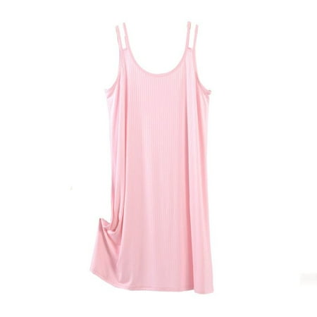 Defitshape Women s Chemise Nightgwn Lingerie Sleep Slip Dress Lounging Loungewear Midi Modal Sleeping Classic Night Dress Lounge Nightshirt Pink Medium