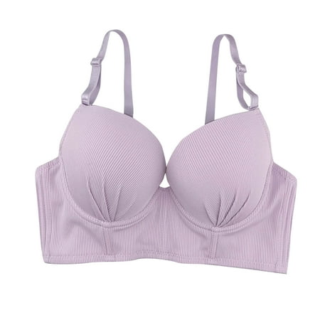 Bxsruta Wireless Bras for Women  Women Fashion Casual Underwear Steel Ring Lingerie Adjust Shoulder Strap Everyday Bras  Purple