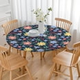 thumbnail image 3 of Pioneer Flower Floral Print Pattern Round Fitted Tablecloth with Elastic Edge,Dining Table Cover Waterproof,Outdoor Round Tablecloth for Camping,Dining,Indoor and Outdoor, 3 of 7