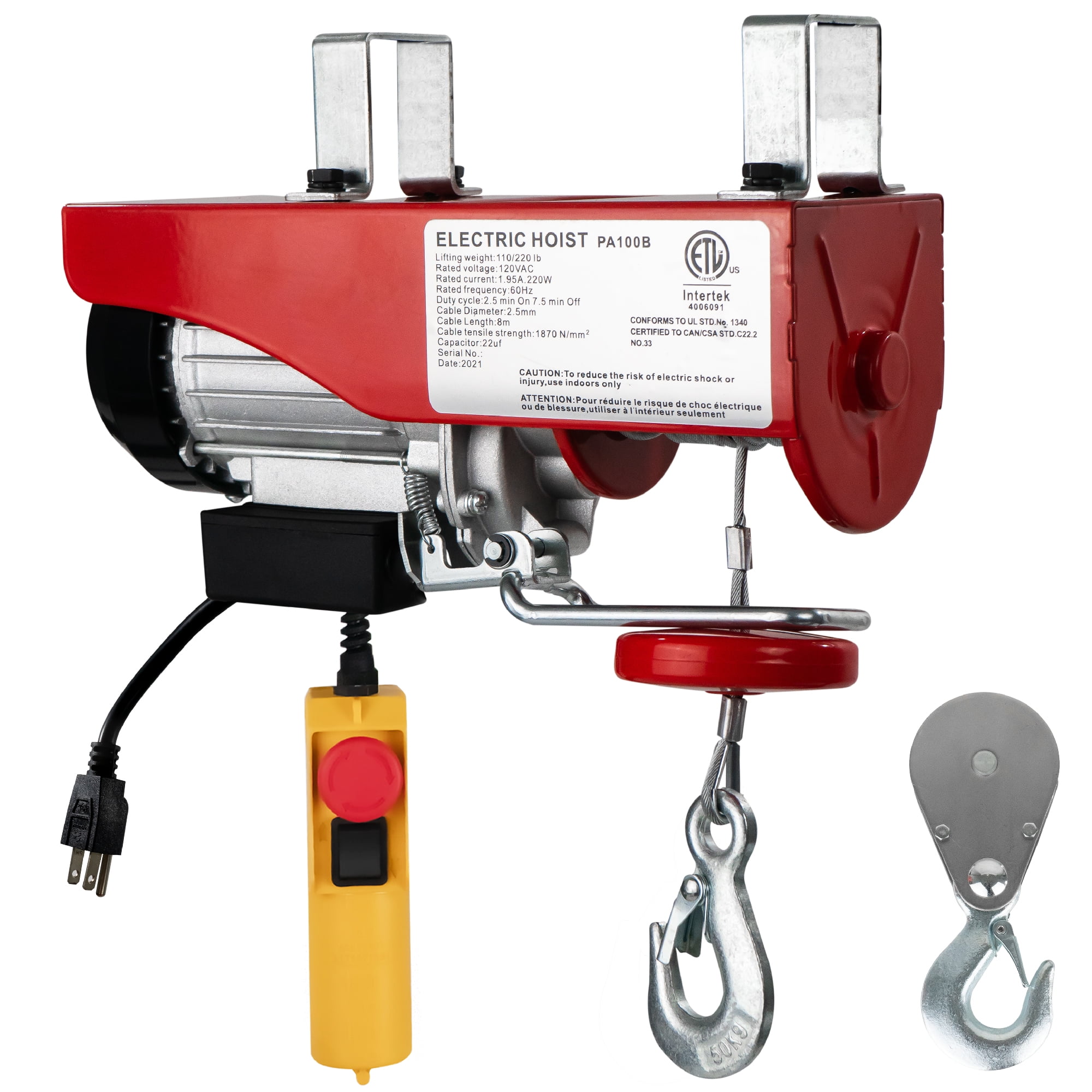 Five Oceans Electric Hoist, Hoist Pulley System, Pulley Hoist, 440 Lb