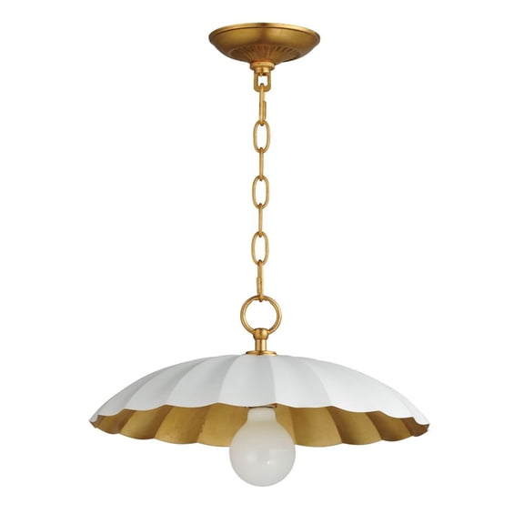 18055MWGL-Maxim Lighting-Primrose - 1 Light Pendant-9 Inches Tall and 16 Inches Wide-Matte White/Gold Leaf Finish