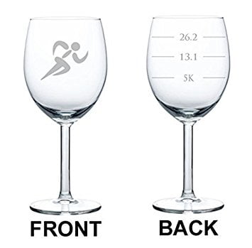 Wine Glass Goblet 10oz 2 Sided Runner Fill Lines 5K 13.1 26.2 