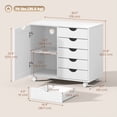 thumbnail image 3 of HOMCOM Mobile File Cabinet with 5 Drawers Printer Stand with USB Port White, 3 of 10