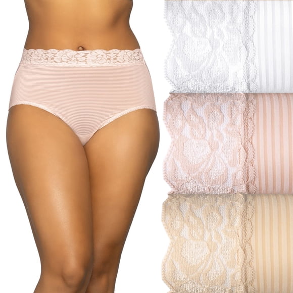 Vanity Fair Culotte Brève Flatteuse en Dentelle pour Femmes, Lot de 3, 8