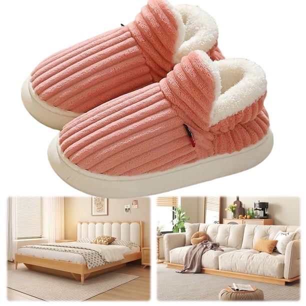Zapatos Casa Resbaladizos Punta Cerradas Peluche Invierno para Interior