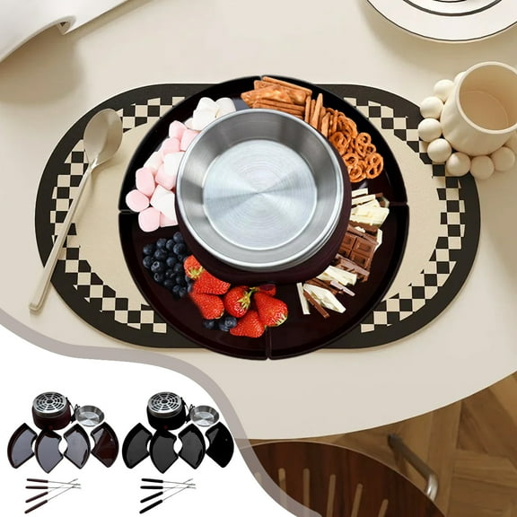 Viflosae Cooking Pans Pot Hot Pot Melting Pot 2 In 1 Fondue Set Roasting Fruit Candy Party Gathering Tabletop Dessert Maker Mini Appliance for Home