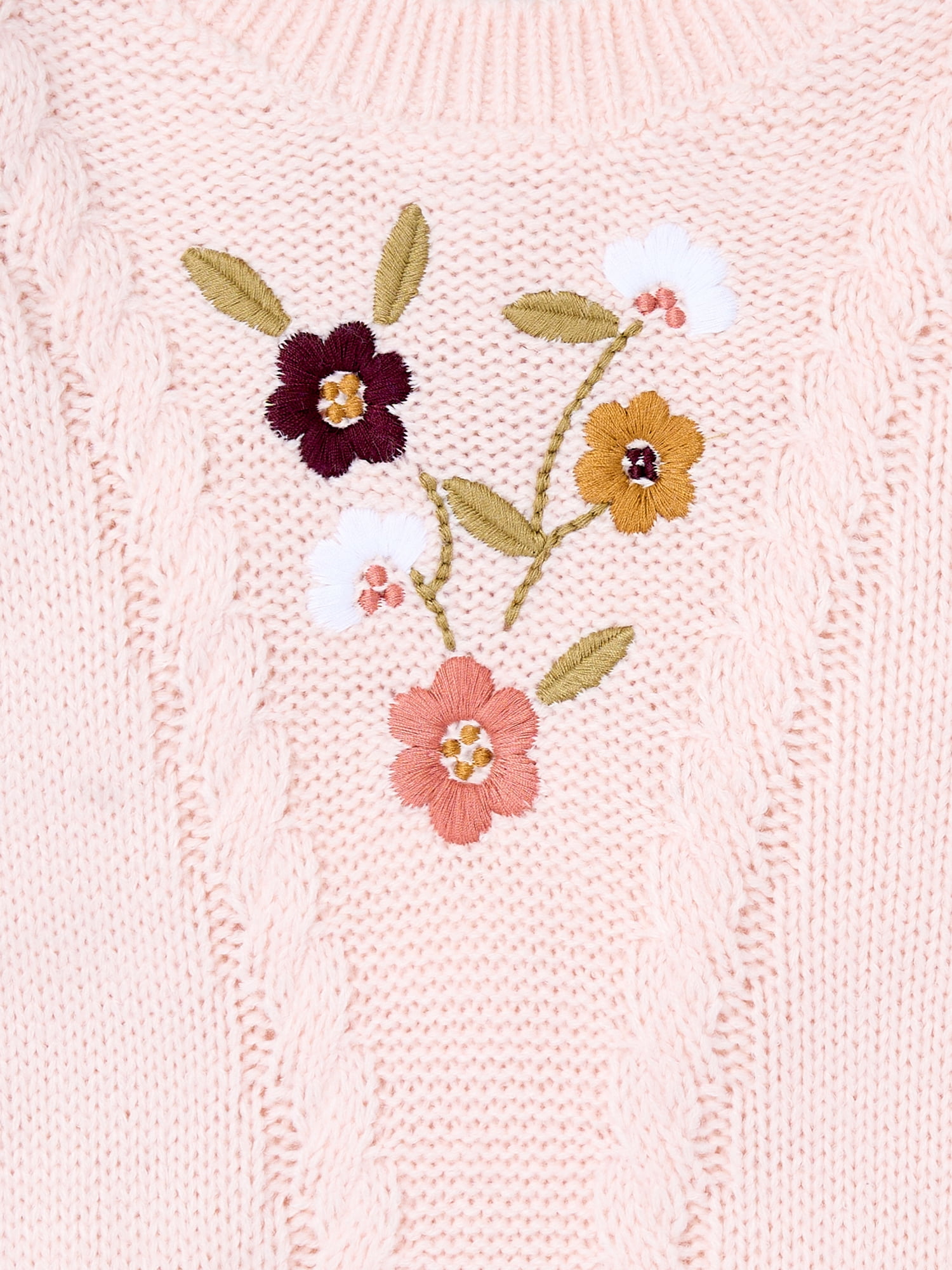 Modern Moments by Gerber Toddler Girl Sweater with Textural Stitches and Embroidery, Sizes 12M-5T
