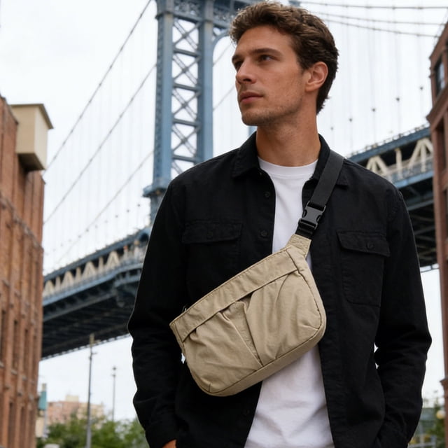 Bolso bandolera de lona para mujer, bolso de hombro, riñonera, bolso pequeño – Correa ajustable y desmontable, diseño ligero y compacto, ideal para el día a día, uso casual y viajes.