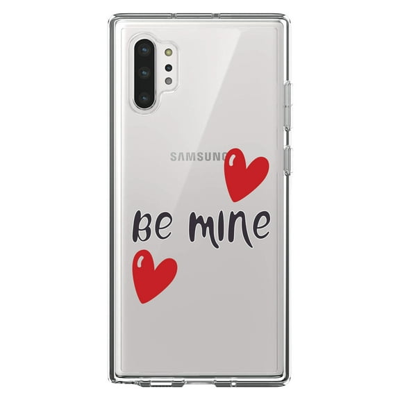 DistinctInk Clear Shockproof Hybrid Case for Galaxy Note 10 PLUS (6.8" Screen) - TPU Bumper Acrylic Back Tempered Glass Screen Protector - Be Mine - Red Hearts