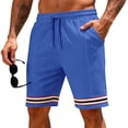 thumbnail image 2 of Bermuda Shorts for Men Summer Casual Waffle Knit Elastic Waist Straight Leg Slim Fit Beach Shorts with Pockets, 2 of 9
