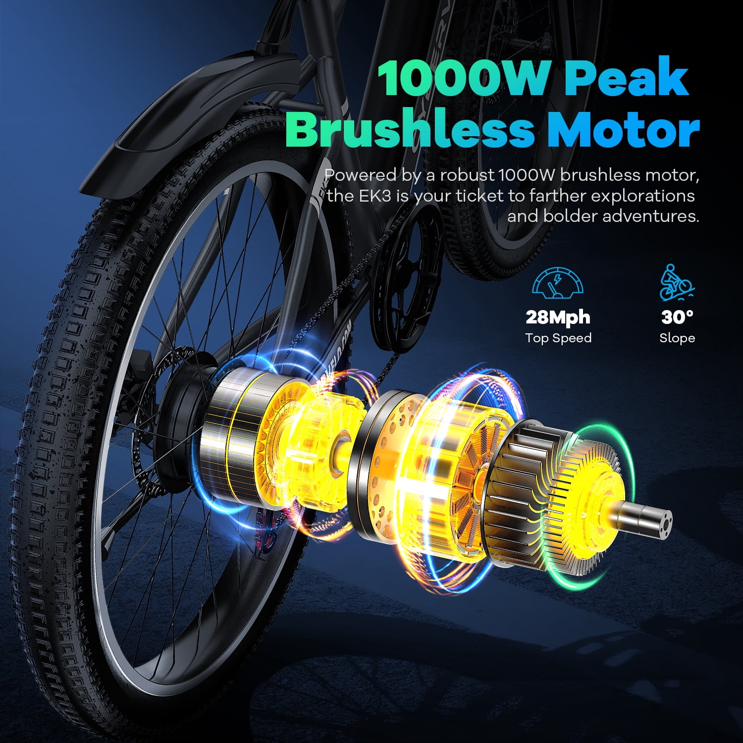 Aoango Electric Bike for Adults, 26" Tire Ebike, Up to 80Miles, 1000W Peak Motor Mountain Commuting, E-Bike,UL2849