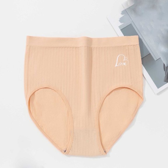 JUSLIO Womens Underwear High Waisted Briefs No Show Underwear Butt Lifting Tummy Control Panties Beige XXL