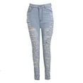 thumbnail image 6 of Aofany Womens Jeans Women's Solid Color Ripped Denim Trousers Casual Jeans Pants With Pockets, 6 of 7