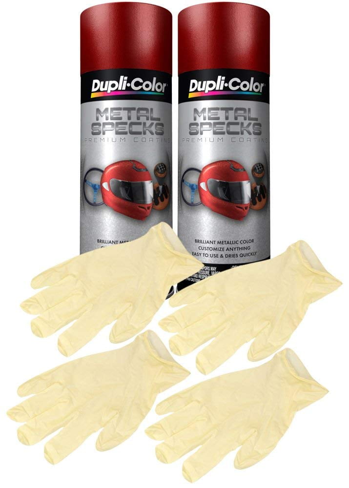 DupliColor Retro Red Metal Specks Spray Paint (11 oz) Bundle with Latex Gloves (6 Items