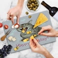 thumbnail image 4 of Birthday Cutting Board, Funny Cat Sings a Greeting Song on Pink Color Backdrop with Hearts Flowers, Decorative Tempered Glass Cutting and Serving Board, Large Size, Pale Pink Brown, by Ambesonne, 4 of 5