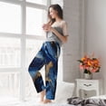 thumbnail image 5 of Cauagu Navy Blue Marble Pajama Pants for Women Loose Fit Wide Leg Trouser Pants Casual Elastic Waist Drawstring Lounge Pants, 5 of 6
