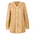 thumbnail image 4 of Drses Womens Dressy Blouses Long Sleeve Lace Crochet Trim V Neck Shirts Casual Solid Soft Tops, 4 of 5