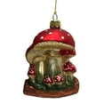 thumbnail image 2 of Pinnacle Peak Trading Red and White Toadstool Mushrooms on Log Polish Glass Christmas Tree Ornament, 2 of 3