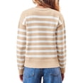 thumbnail image 5 of V Neck Button Down Long Sleeve Open Front Ribbed Knit Outerwear Womens Striped Cardigan Sweaters, 5 of 6