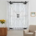 thumbnail image 3 of Farmhouse Wood Grain Sheer Curtains 96 Inches Long, Vintage Country Barn Gate Grey Light Filering Curtains, Privacy Drapes Simi Floor to Veiling Curtain for Living Room Bedroom Large Window Treatment, 3 of 9