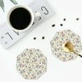 thumbnail image 4 of Lsque Cute Cow Pattern 4" Drink Coasters Set of 4, PVC Leather Absorbent Coasters, Table Coaster Set Decorative Coffee Cup Coasters Housewarming Gift -Octagon, 4 of 6