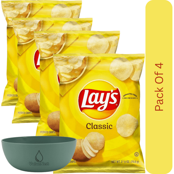 Lay's Classic Potato Chips Mini Bag, 2.5 oz With Olive Green Bowl By ValueNest