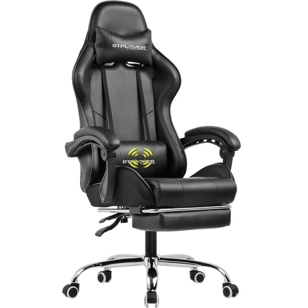 GTPLAYER Gaming Chair with Footrest and Ergonomic Lumbar Massage Pillow