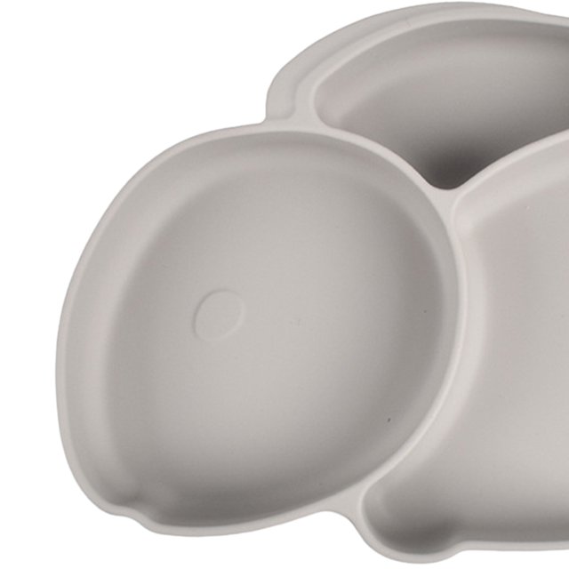 Plato De Alimentación De Bebé De Silicona Platos para niños de dibujos animados Platos de alimentación para bebés de silicona Cubiertos para bebés (gris claro) Sywqhk Libre de BPA