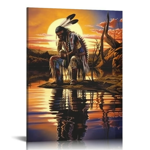 ARISTURING Native American Tribal Feathers Poster Canvas Print Painting Picture Wall Art Home Hallway Bedroom Living Room Decor