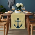 thumbnail image 2 of Anchor Coastal Table Runner - 120 Inch Long, Kitchen Dining Table Runner Dresser Scarves, Nautical Navy Blue Beige Ocean Farmhouse Decor for Coffee Tables Wedding Party Banquet, 2 of 8