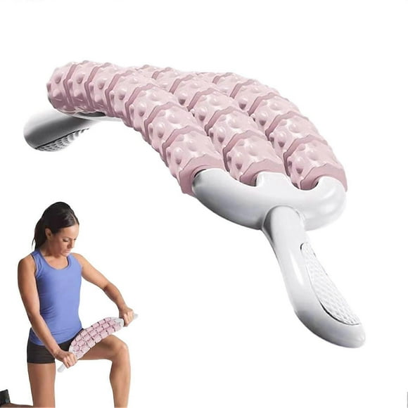 Massage Roller Stick Leg Roller TripleBearing Flexible Training Aid for Recovery of Legs, Back, Calves, Arms, Shoulders – Runners, Athletes, Pink
