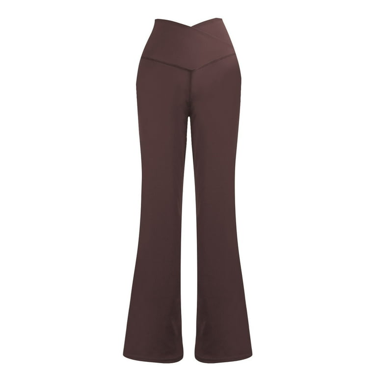 COPYLEAF Women's Flare Yogo Pants with Pockets-V Crossover High