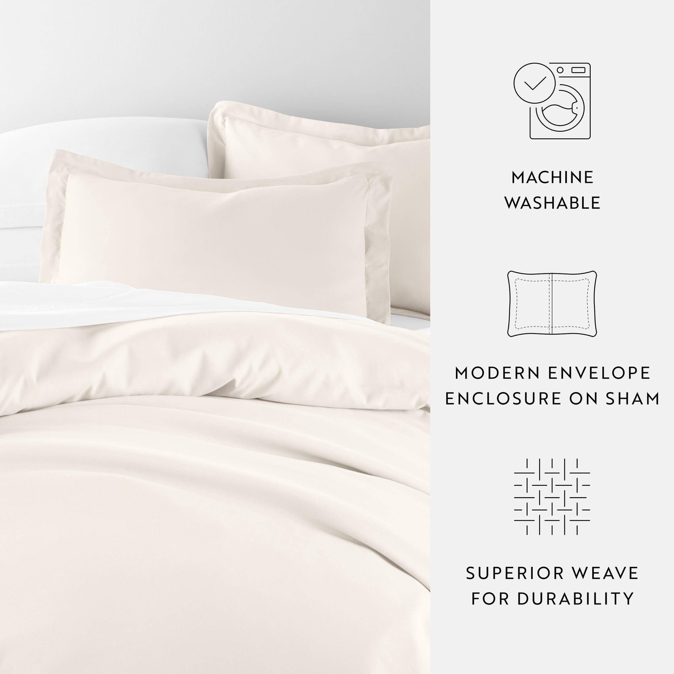 Noble Linens 2-Piece Ivory Duvet Cover Set, Twin/Twin XL