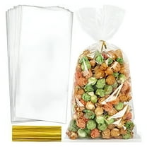 CCOCC 100pcs -Clear Cellophane Bags 6*12 With Ties Goodie Bags For Packaging Popcorn Party Favor Cookie Candy Bakery cellophane bags