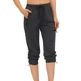thumbnail image 2 of ShomPort Capri Pants for Women Athletic Hiking Zipper Pocket Sweatpants Workout Drawstring Bottoms Pants, 2 of 9