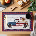 thumbnail image 2 of Independence Day Placemats Set of 8, American Flag Truck on Rustic Wooden Grain Non-Slip Place Mats Washable Table Mats for Kitchen Dining Table Decorations Indoor/Outdoor, 2 of 9