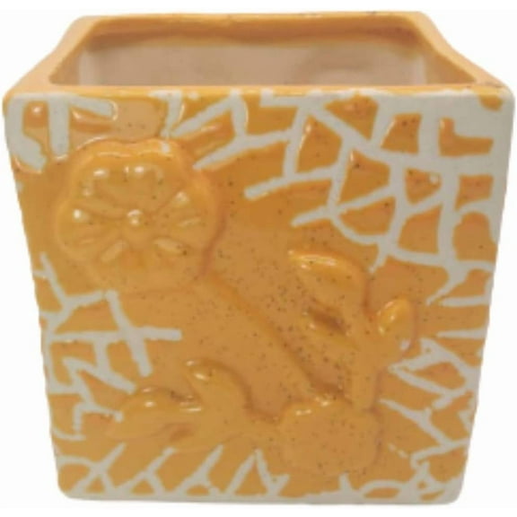India Meets India Ceramic Flower Pot Planter Pot Indoor Outdoor Planter Handicraft by Awarded Indian Artisan (Orange)