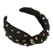Unique Bargains Rhinestone Retro Knotted Headband Black 5.24"x1.22" Non-slip Wide Headband for Girl Women