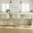 thumbnail image 2 of Spruce & Spring Counter Height Swivel Bar Stool with Arched Back and Metal Base Set of 2, Linen, Bronze Frame, 2 of 17
