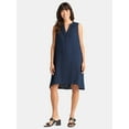 thumbnail image 3 of Time and Tru Women's Cotton Double Cloth Shift Dress, Sizes XS-XXXL, 3 of 4