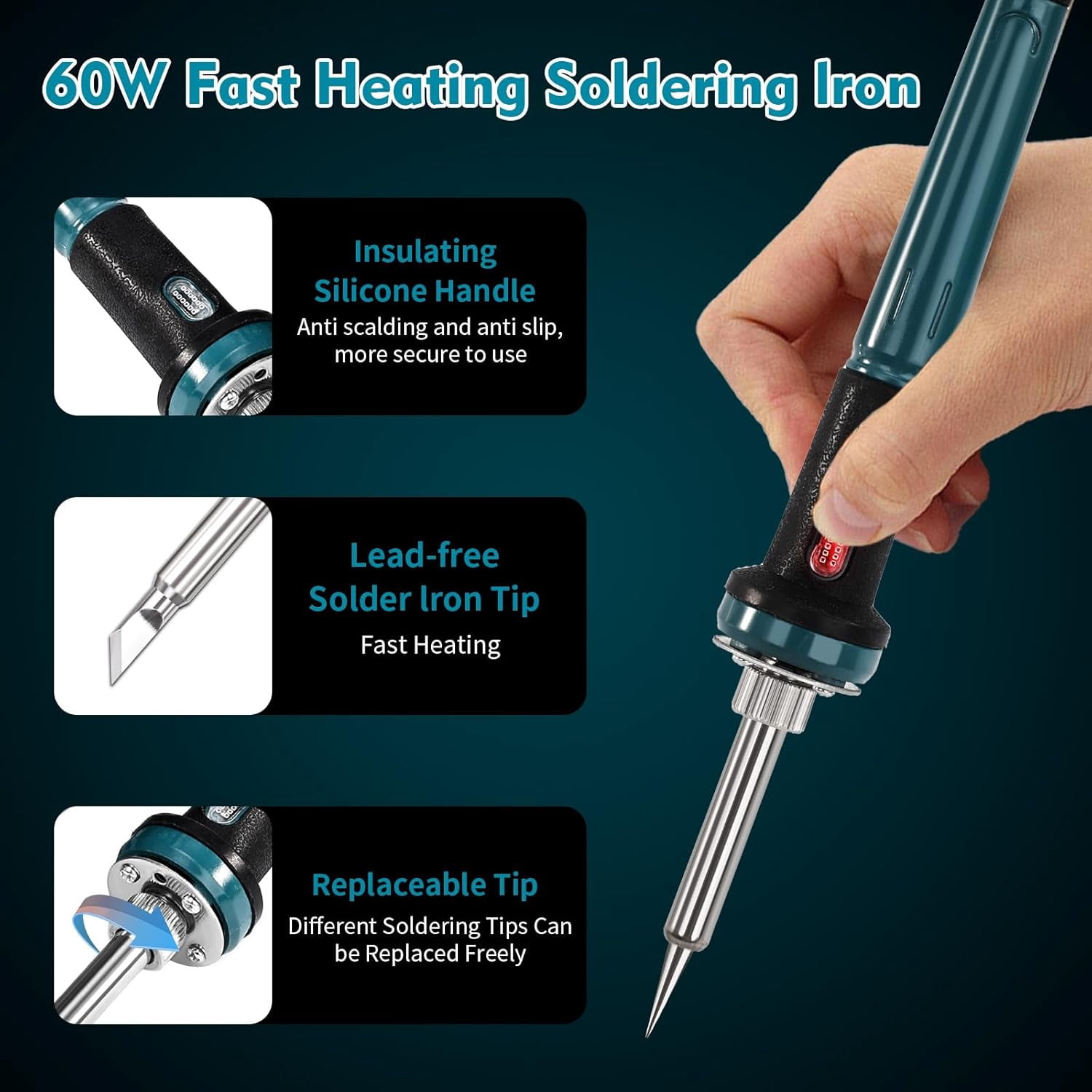 TWOWIN Cordless Soldering Iron Kit for Makita 18V/21V Battery, Soldering Iron Station 60W with Solder Wire, Welding Machine,5 Tips & Adjustable Temp 300-510°C (Tool Only)